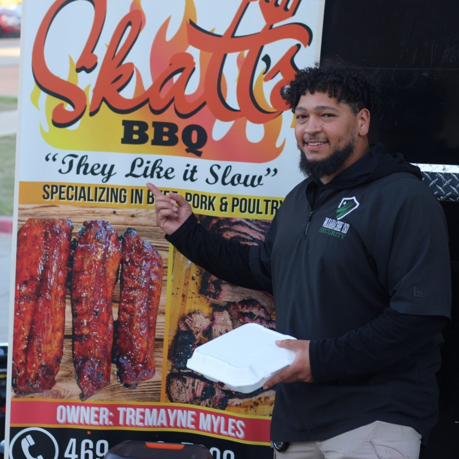 Skatts BBQ catering an event — happy guests in the DFW Metroplex