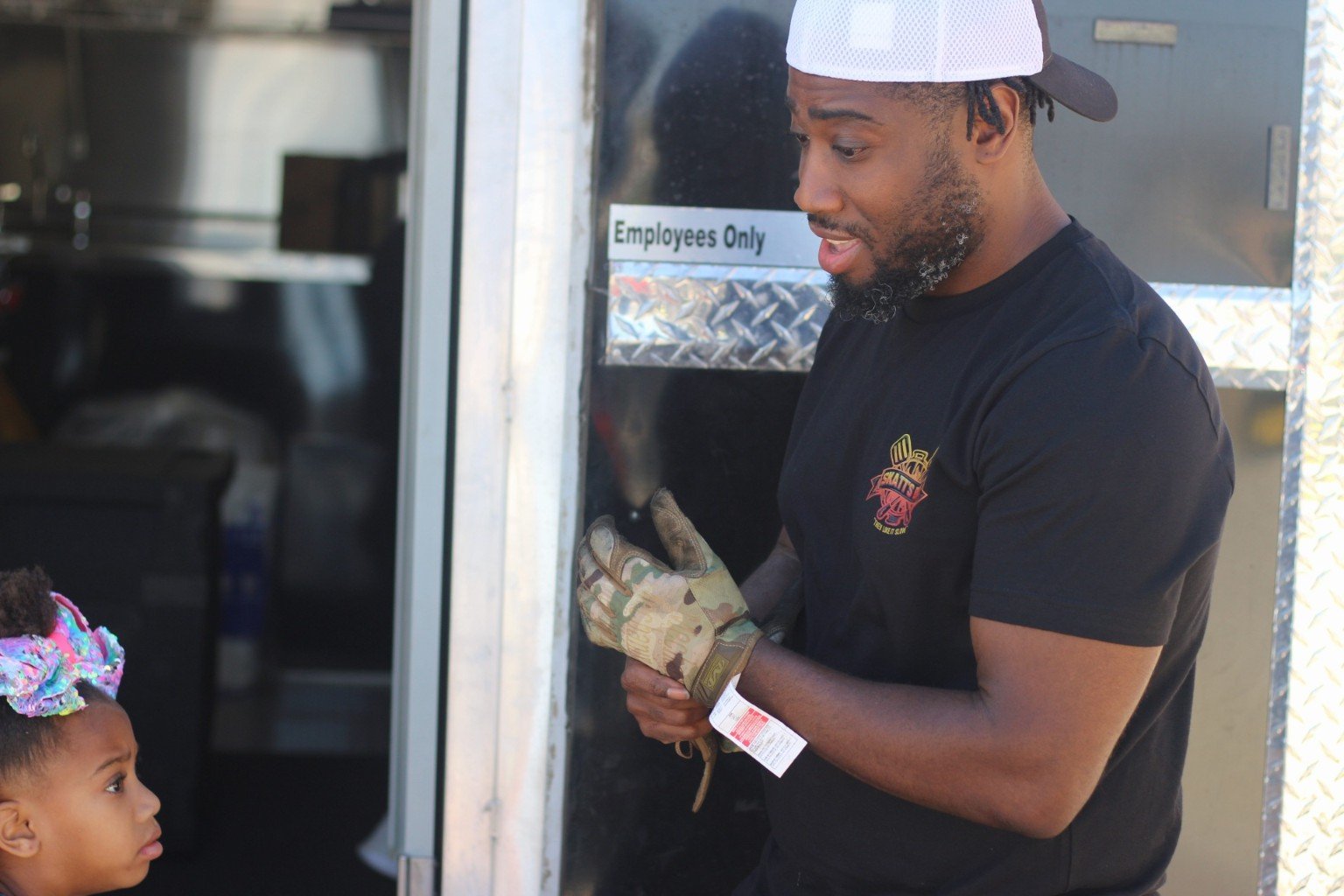 Skatts BBQ owner and pitmaster at a catering event in Waxahachie, TX